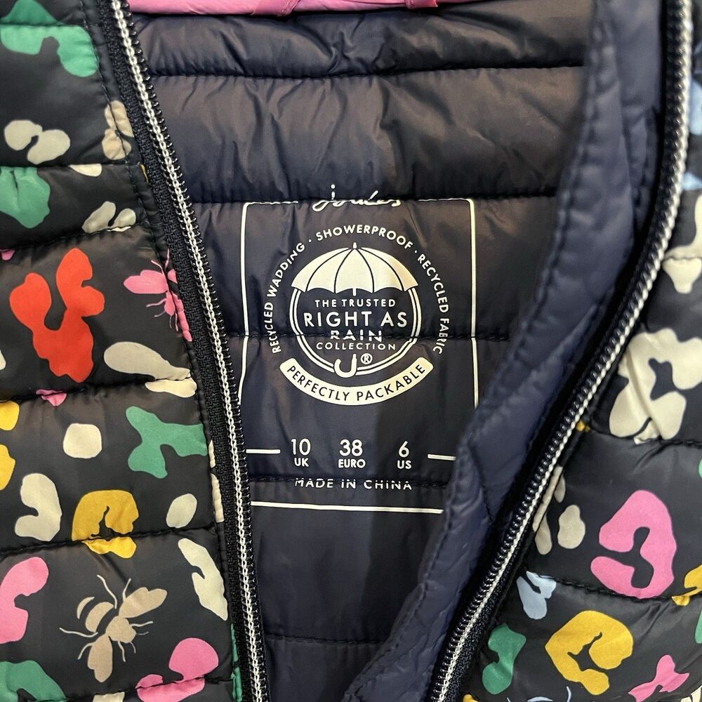 Joules Women’s Snug Gilet Multicolor Print Packable Puffer Vest UK 10 US 6 - Picture 6 of 8
